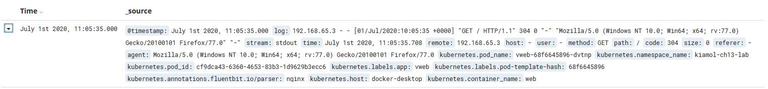 Lab part 2 - parsed fields from Nginx