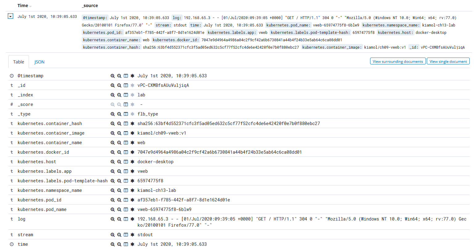 Lab part 1 - logs from Nginx